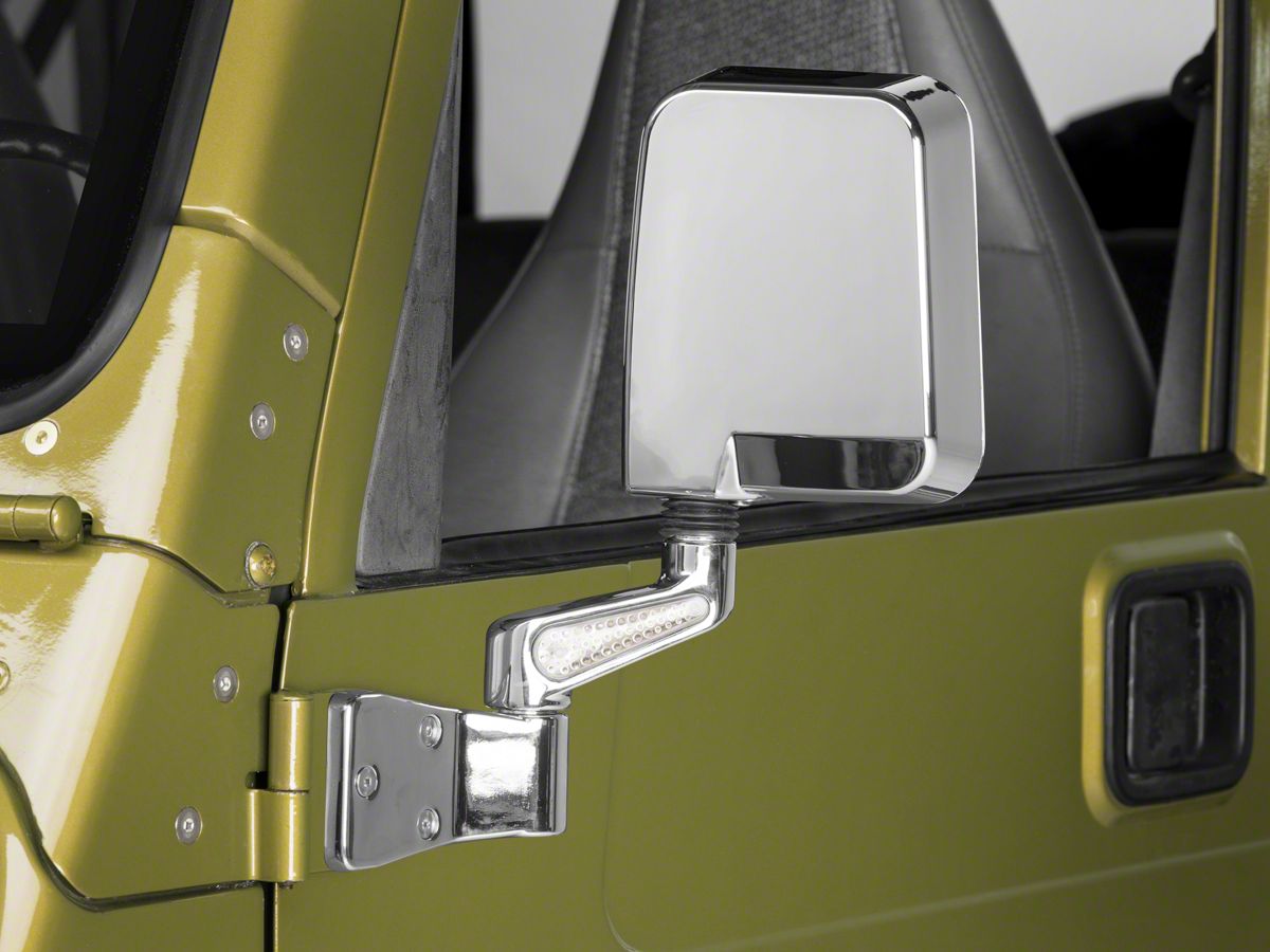 Rugged Ridge Jeep Wrangler Dual Focal Door Mirrors w/ LED Turn Signals -  Chrome  (87-02 Jeep Wrangler YJ & TJ)