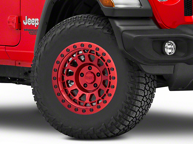 Black Rhino Primm Candy Red with Black Bolts Wheel; 17x9 (18-22 Jeep Wrangler JL)