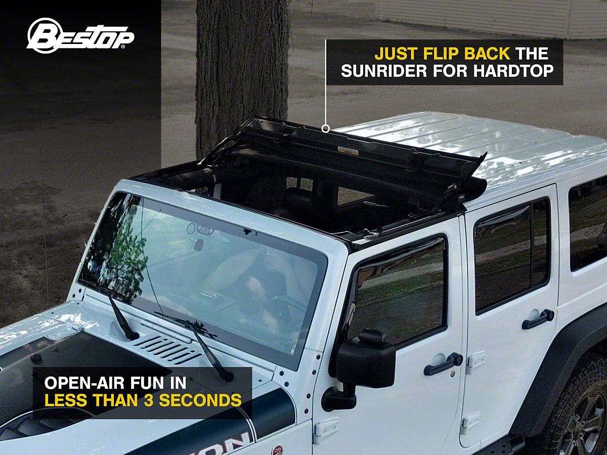 Bestop Sunrider for Factory Hard Tops; Black Twill (07-18 Jeep Wrangler JK)