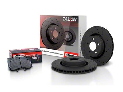 Hawk Performance Talon Cross-Drilled and Slotted Brake Rotor and HPS 5.0 Pad Kit; Front (07-18 Jeep Wrangler JK)