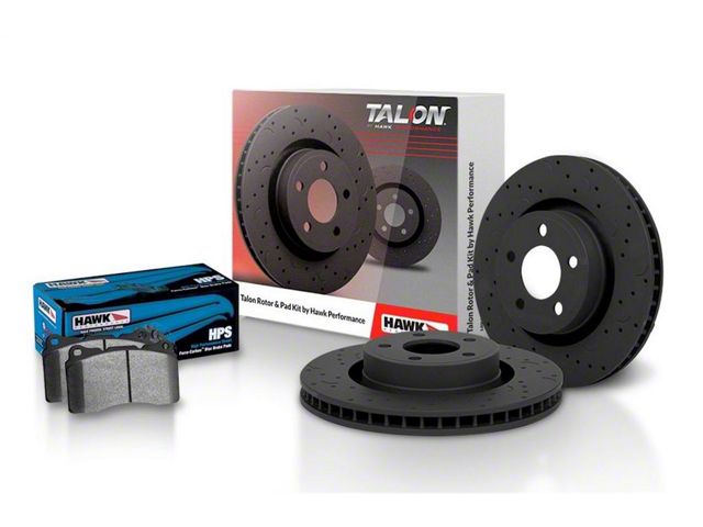 Hawk Performance Talon Cross-Drilled and Slotted Brake Rotor and HPS Pad Kit; Rear (03-06 Jeep Wrangler TJ w/ Rear Disc Brakes)