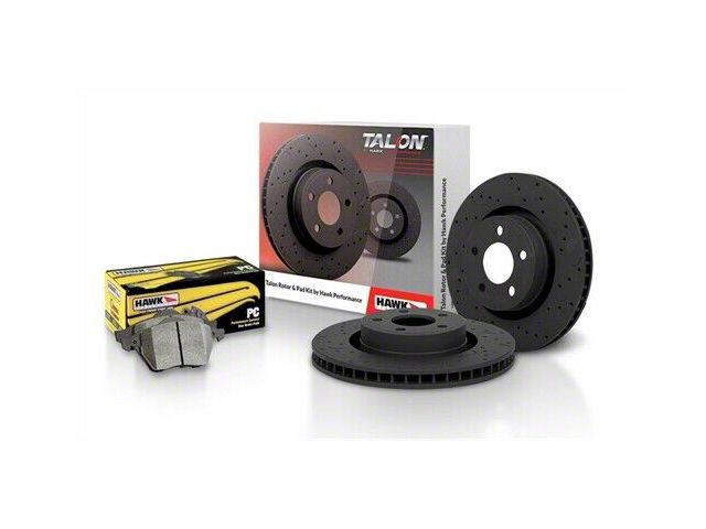 Hawk Performance Talon Cross-Drilled and Slotted Brake Rotor and Ceramic Pad Kit; Front (1999 Jeep Wrangler TJ w/ 3-Inch Cast Rotors; 00-06 Jeep Wrangler TJ)