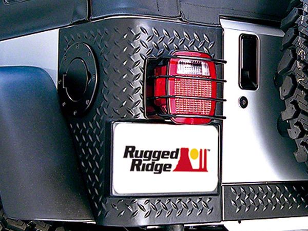 RilexAwhile Jeep Wrangler Rear Euro Five Bar Tail Light Guard Cover Protector for 2007 2008 2009 2010 2011 2012 2013 2014 2015 2016 2017 2018 Jeep JK & Wrangler Bright Silver Pair