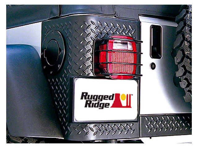 Rugged Ridge Euro Tail Light Guards; Black (76-06 Jeep CJ5, CJ7, Wrangler YJ & TJ)