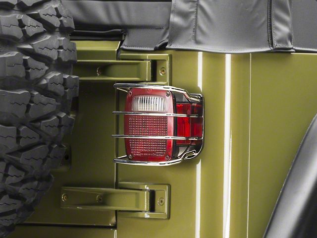 Rugged Ridge Euro Tail Light Guards; Stainless Steel (76-06 Jeep CJ5, CJ7, Wrangler YJ & TJ)
