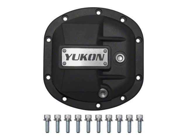 Yukon Gear Differential Cover; Front; Dana 30 Front; Yukon Hardcore Differential Cover; Nodular Iron; Fits Standard and Reverse Rotation; Includes Cover Bolts and Magnetic Drain Plugs (74-18 Jeep CJ5, CJ7, Wrangler YJ, TJ & JK)