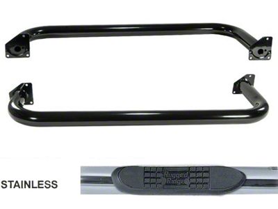 Rugged Ridge 3-Inch Round Nerf Side Step Bars; Stainless Steel (87-95 Jeep Wrangler YJ)