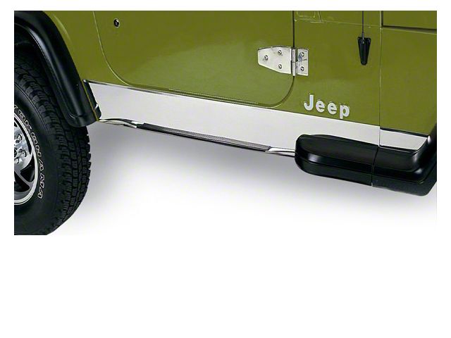 Rugged Ridge Rocker Panel Cover; Stainless Steel (87-95 Jeep Wrangler YJ)
