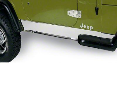 Rugged Ridge Rocker Panel Cover; Stainless Steel (87-95 Jeep Wrangler YJ)