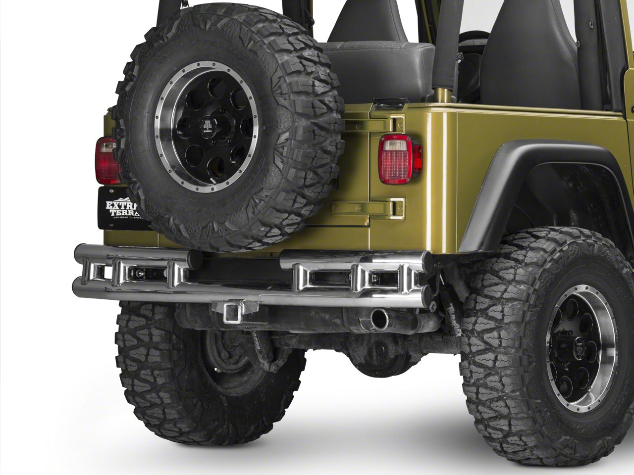 Rugged Ridge Jeep Wrangler Tubular Rear Bumper; Stainless Steel 11522. ...