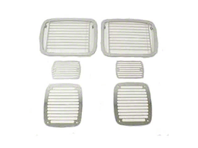 Rugged Ridge Billet Style Stone Light Guards; Stainless Steel (87-95 Jeep Wrangler YJ)