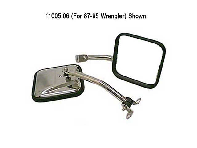 Rugged Ridge CJ-Style Door Mirrors; Stainless Steel (87-95 Jeep Wrangler YJ)