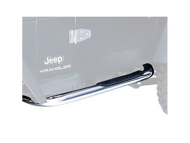 Rugged Ridge 3-Inch Round Nerf Side Step Bars; Stainless Steel (97-06 Jeep Wrangler TJ, Excluding Unlimited)