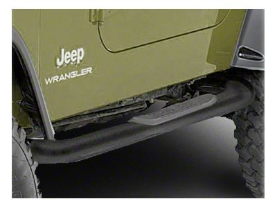Rugged Ridge 3-Inch Round Nerf Side Step Bars; Textured Black (87-95 Jeep Wrangler YJ)