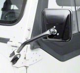 Pair Of Manual Chrome Mirrors For 1987-1995 Jeep Wrangler YJ - Direct Replacement, Metal Housing
