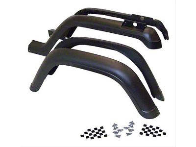 Fender Flare Kit; Black Textured; Front and Rear (87-95 Jeep Wrangler YJ)