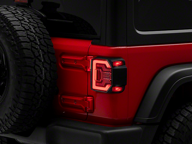 Renegade Series Sequential LED Tail Lights; Black Housing; Clear Lens (18-22 Jeep Wrangler JL w/ Factory Halogen Tail Lights)