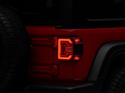 Renegade Series Sequential LED Tail Lights; Black Housing; Red Lens (18-23 Jeep Wrangler JL w/ Factory Halogen Tail Lights)