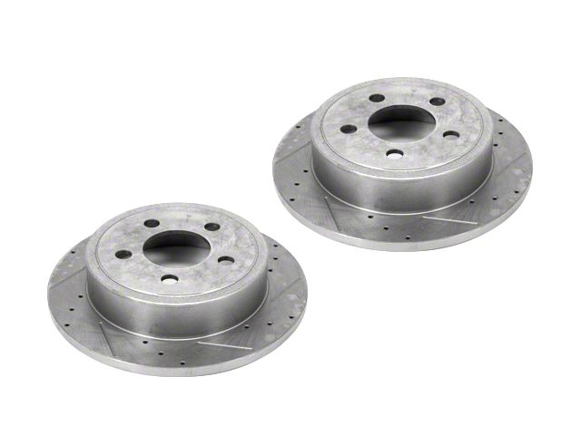 Alloy USA Slotted and Drilled Disc Brake Rotors; Front Pair (99-06 Jeep Wrangler TJ)