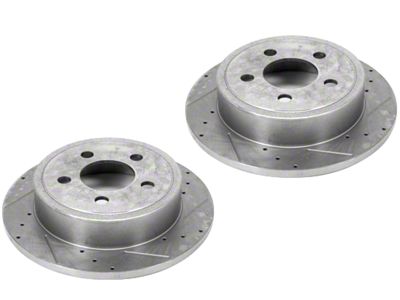 Alloy USA Slotted and Drilled Disc Brake Rotors; Front Pair (99-06 Jeep Wrangler TJ)