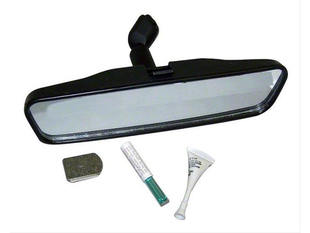 Interior Rear View Mirror Kit; Black; 8.5-Inch Wide (73-86 Jeep CJ5 & CJ7)