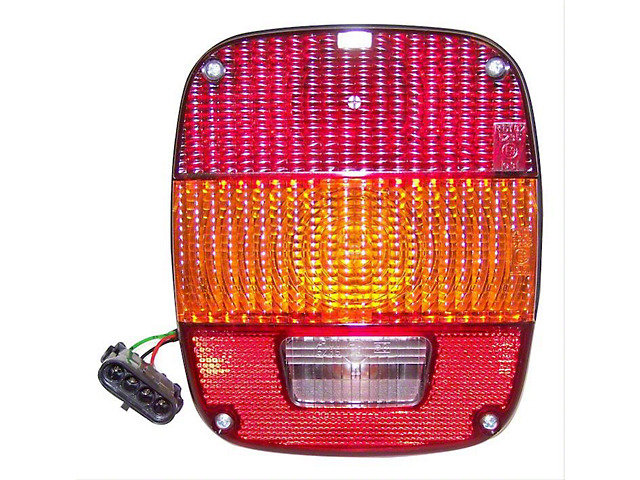 Tail Light; Chrome Housing; Clear/Amber/Red Lens (87-95 Jeep Wrangler YJ)