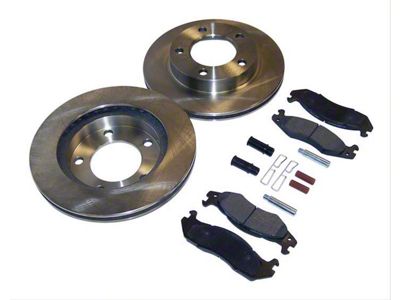 Disc Brake Upgrade Kit; Pads and Brake Shoes; with 5 Bolt Flange Mounting (81-86 Jeep CJ5 & CJ7)