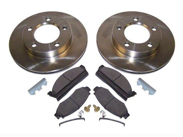 Disc Brake Upgrade Kit; Pads and Brake Shoes; with 6-Bolt Flange Mounting and 2-Bolt Caliper Plate; Front (78-81 Jeep CJ5 & CJ7)