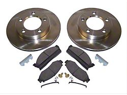 Disc Brake Upgrade Kit; Pads and Brake Shoes; with 6-Bolt Flange Mounting and 2-Bolt Caliper Plate; Front (78-81 Jeep CJ5 & CJ7)