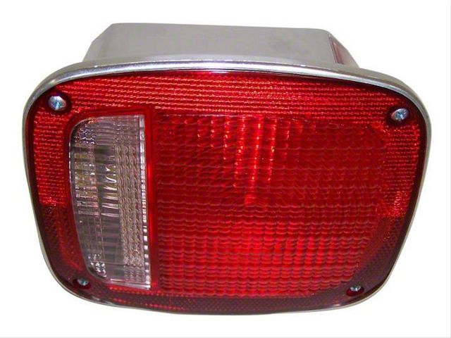 Tail Light; Chrome Housing; Red Lens; Driver Side (76-80 Jeep CJ5 & CJ7)