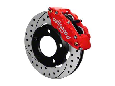 Wilwood Forged Narrow Superlite 4R Front Big Brake Kit with 12.19-Inch Drilled and Slotted Rotors; Red Calipers (82-86 Jeep CJ5 & CJ7)