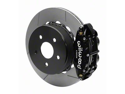 Wilwood Forged Narrow Superlite 4R Rear Big Brake Kit with 14-Inch Slotted Rotors for OE Parking Brake; Black Calipers (18-23 Jeep Wrangler JL)