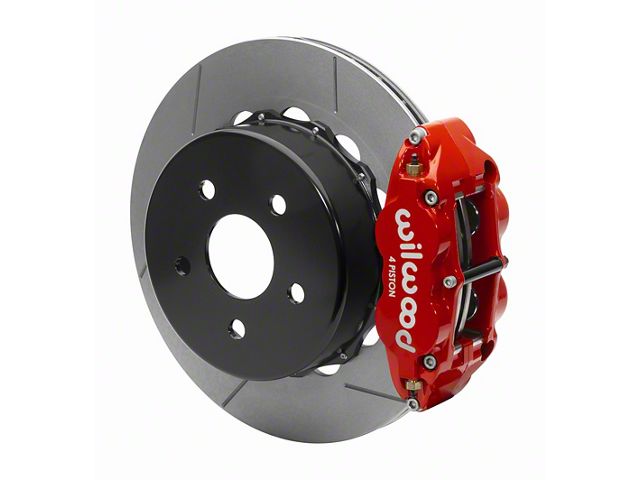 Wilwood Forged Narrow Superlite 4R Rear Big Brake Kit with 14-Inch Slotted Rotors for OE Parking Brake; Red Calipers (18-24 Jeep Wrangler JL)