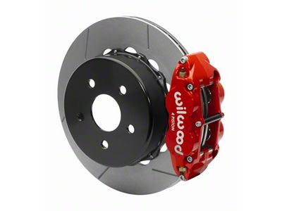 Wilwood Forged Narrow Superlite 4R Rear Big Brake Kit with 14-Inch Slotted Rotors for OE Parking Brake; Red Calipers (18-23 Jeep Wrangler JL)