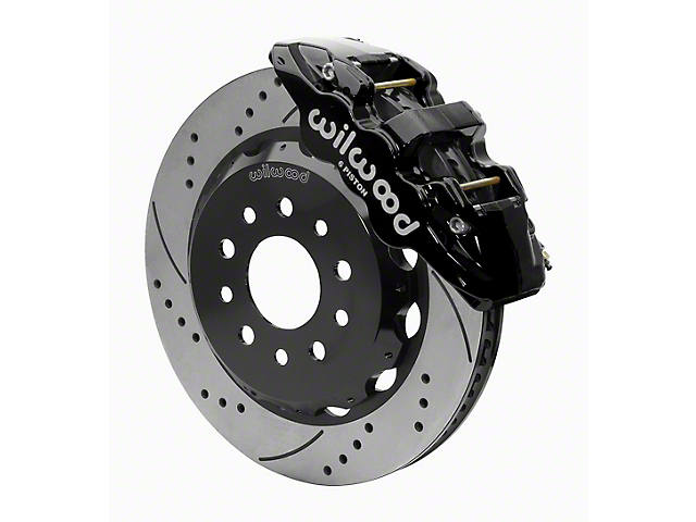 Wilwood AERO6 Front Big Brake Kit with 14-Inch Drilled and Slotted Rotors; Black Calipers (20-23 Jeep Gladiator JT)