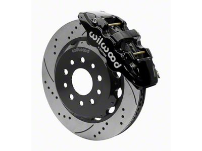 Wilwood AERO6 Front Big Brake Kit with 14-Inch Drilled and Slotted Rotors; Black Calipers (18-23 Jeep Wrangler JL)
