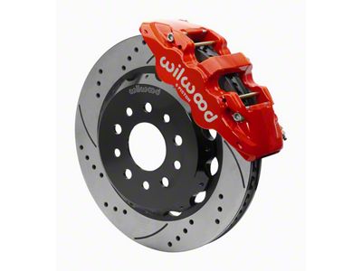 Wilwood AERO6 Front Big Brake Kit with 14-Inch Drilled and Slotted Rotors; Red Calipers (18-24 Jeep Wrangler JL)