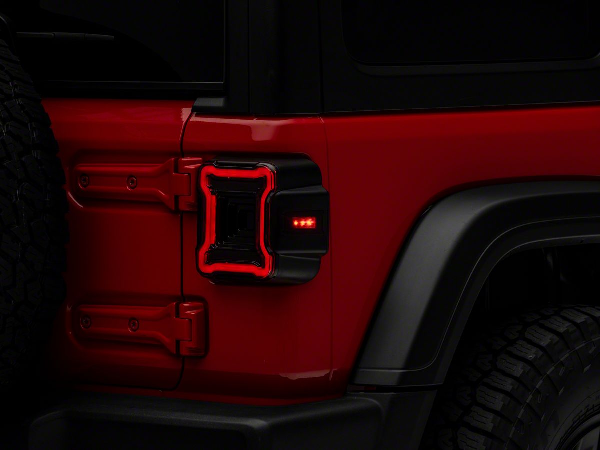 Raxiom Jeep Wrangler Axial Series Plateau LED Tail Lights; Black Housing;  Smoked Lens J150581-JL (18-23 Jeep Wrangler JL) - Free Shipping