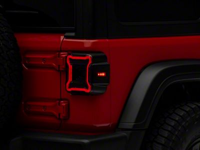 Raxiom Axial Series Plateau LED Tail Lights; Black Housing; Smoked Lens (18-24 Jeep Wrangler JL)