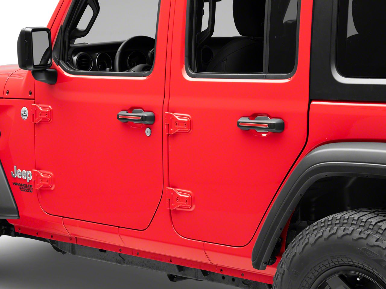 RedRock Jeep Wrangler Interior Door Handle Trim Bezels; Red J142912 (07-18  Jeep Wrangler JK 2-Door) - Free Shipping