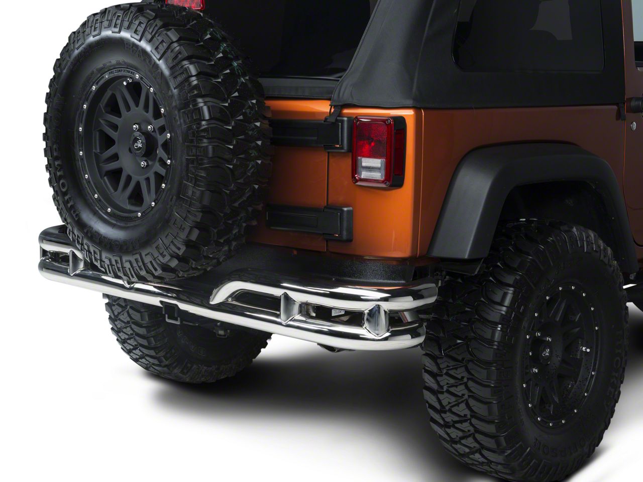 Rugged Ridge Jeep Wrangler Tubular Rear Bumper - Stainless Steel 11573. ...