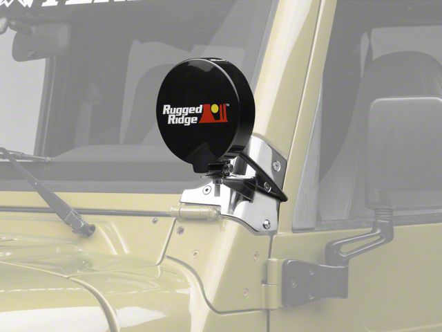 Rugged Ridge 6-Inch Slim Round Halogen Fog Lights with Stainless Steel Windshield Mounting Brackets (97-06 Jeep Wrangler TJ)