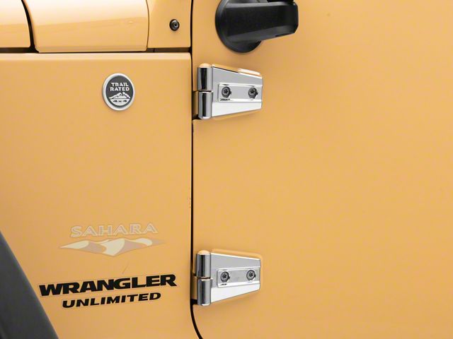 RedRock Door Hinge Covers; Chrome (07-18 Jeep Wrangler JK)