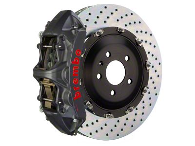 Brembo GT-S Series 6-Piston Front Big Brake Kit with 15-Inch 2-Piece Cross Drilled Rotors; Black Hard Anodized Calipers (07-18 Jeep Wrangler JK)