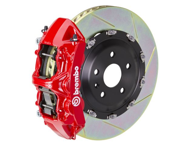Brembo GT Series 6-Piston Front Big Brake Kit with 14.40-Inch 2-Piece Type 1 Slotted Rotors; Red Calipers (07-18 Jeep Wrangler JK)
