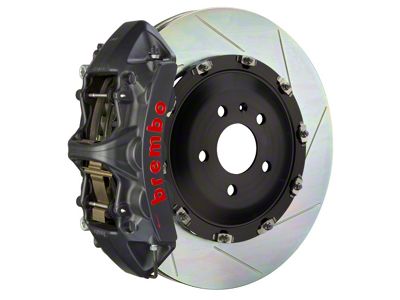 Brembo GT-S Series 6-Piston Front Big Brake Kit with 15-Inch 2-Piece Type 1 Slotted Rotors; Black Hard Anodized Calipers (07-18 Jeep Wrangler JK)