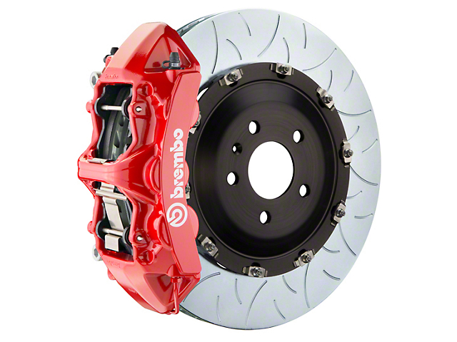 Brembo GT Series 6-Piston Front Big Brake Kit with 15-Inch 2-Piece Type 3 Slotted Rotors; Red Calipers (07-18 Jeep Wrangler JK)