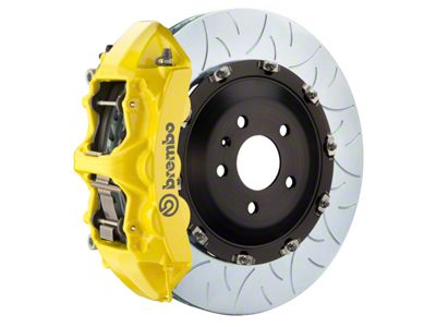 Brembo GT Series 6-Piston Front Big Brake Kit with 15-Inch 2-Piece Type 3 Slotted Rotors; Yellow Calipers (07-18 Jeep Wrangler JK)