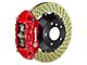 Brembo GT Series 4-Piston Rear Big Brake Kit with 15-Inch 2-Piece Cross Drilled Rotors; Red Calipers (07-18 Jeep Wrangler JK)