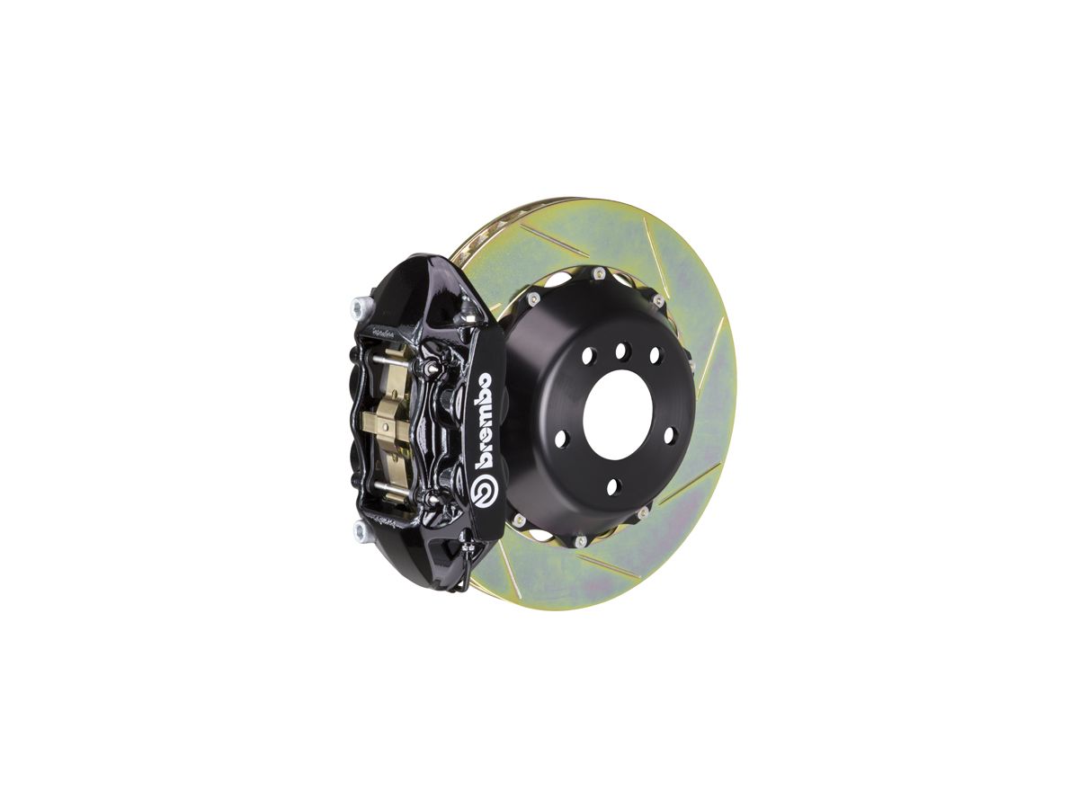 Brembo Jeep Wrangler GT Series 4-Piston Rear Big Brake Kit with 15-Inch  2-Piece Type 1 Slotted Rotors; Black Calipers  (07-18 Jeep  Wrangler JK) - Free Shipping